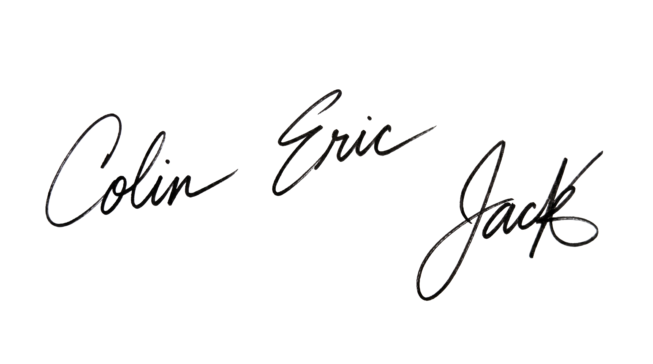 Colin, Eric and Jack's signatures